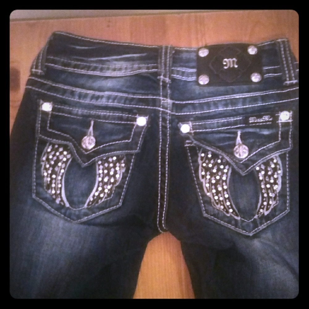 Miss me jeans size 24 angel wings bling rhinestone